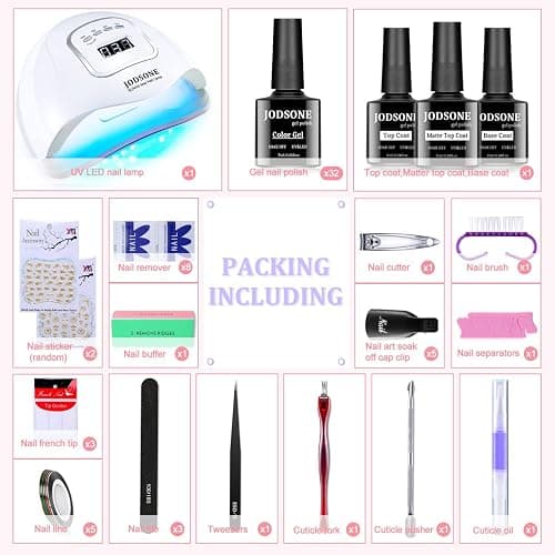 JODSONE Gel Nail Polish Kit with U V Light for Nail 32 Colors Soak Off Nail Gel Polish Set Manicure Accessory Tools Lamp Gel Nail Kit for Nail Art Manicure Salon DIY and Home thumbnail 7