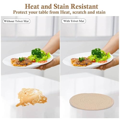 Billbotk 7" Trivets for Hot Dishes, Hot pots and Pans, 4 Heat Resistant Hot Pads, Pot Holders for Kitchen, Home Essentials for New Home and Farmhouse Decor, Fall Decorations for Home(Brown) thumbnail 6