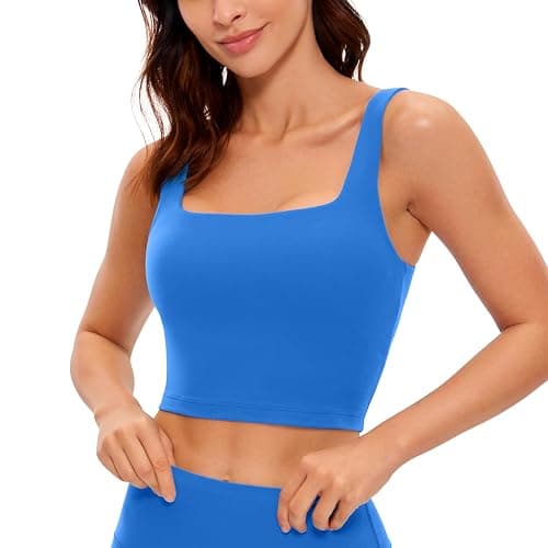 CRZ YOGA Butterluxe Square Neck Crop Tank Top | Light Support, Removable Pads, Yoga, Extremely Soft, Wide Straps, Longline Sports Bras for Women - Image 1