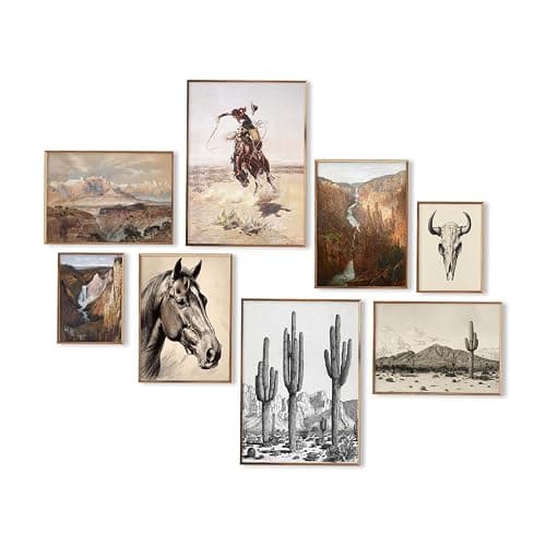 Western Decor Vintage Southwestern Wall Art,Farmhouse Wall Decor Vintage Cowboy Pictures,Boho Ranch Desert Southwestern Wall Decor Aesthetic,Classic Artwork Prints for Western Bedroom Bathroom Decor,Unframed - Image 1
