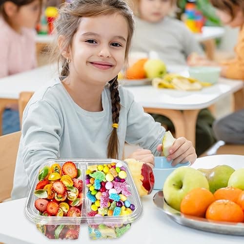 Haawooky 30 Pack Bento Snack Containers,2 compartments Lunchable Containers with Lids,Divided Food Containers for School, Work and Travel thumbnail 6