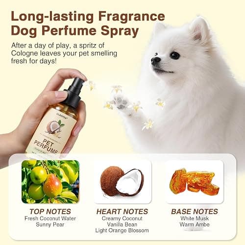 ulroyda Dog Cologne & Pet Perfume – Long-Lasting Coconut & Vanilla Scent | Alcohol-Free Deodorizing Spray for Dogs & Cats, Gentle Non-sticky Grooming Formula, 4.06 oz thumbnail 5
