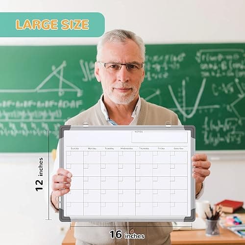 Small Monthly Calendar Dry Erase Whiteboard for Wall, 16" x 12" Magnetic Dry Erase Board, Hanging Double-Sided White Board, Portable Board for Drawing, Kitchen, Planning, Memo, Home, Office thumbnail 3