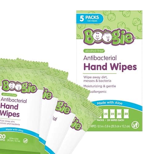 Boogie Antibacterial Hand Wipes - 100 Count | Hypoallergenic & Alcohol-Free, Travel and Diaper Bag Essential - Image 1