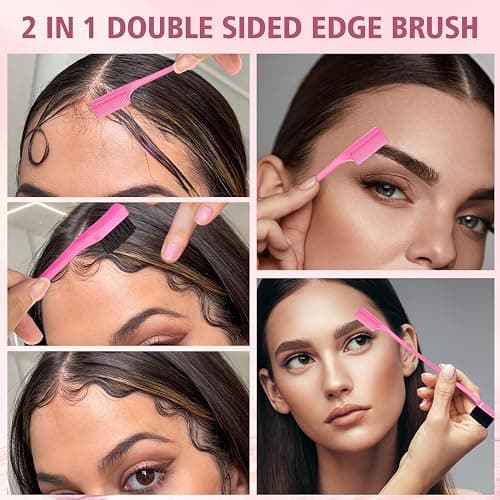 Boar Bristle Slick Back Hair Brush for Smooth Flyaways, Frizz, Sleek Ponytail, Buns and Edge Baby Hair, Teasing | Hair Comb, Edge Brush, Teasing Brush Styling Accessories for Kids, Women & Men (Pink) thumbnail 7