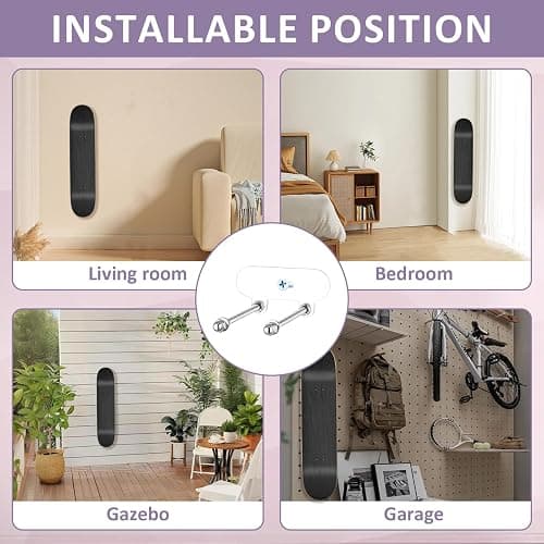 Skateboard Wandhalterung,Skateboard Zubehör Metall Mit Montagezubehör,Skateboard Halterung Acryl für Skateboard Deck Display und Lagerung,Skateboard Halterung Wand für Wohnzimmer,Garage,2 Stück thumbnail 6