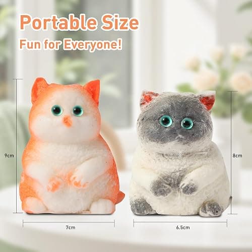2 Pack Cat Squishy Squeeze Toys, Stress Relief Squishies for Kids Party Favors, Furry Cat Toys Squishy Funny Fidget Toys Novelty Things Suitable for Adults Kids thumbnail 3