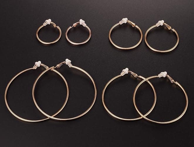 15 Pairs Wholesale Clip on Earrings for Women -Clip on Hoop Earring - Fake Hoops Clipon Earing Fake Earings Set Clip-on Hoops Clipon Ear Ring Pack thumbnail 3