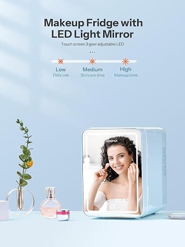 Reemix Skincare Fridge, Mini Beauty Fridge with LED Mirror, 4L Portable Small Refrigerator for Bedroom, Car, Office & Dorm, Cooler & Warmer (Aqua) thumbnail 2