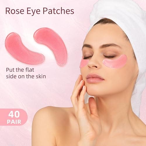 USTELIR Under Eye Patches, 40 Pairs Eye Mask for Dark Circles, Puffy Eyes, Undereye Bags,Wrinkles,Eye Mask Patches with Rose, Eye Treatment Skin Care for Men & Women Gift thumbnail 2