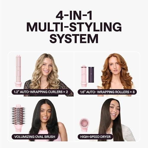 Wavytalk Airshape Pro Roller Air Styler Set for Salon Blowout at Home | 4-in-1 Hair Dryer & Multi-Styler with Auto-Wrap Curlers & Rollers, Volumizing Brush, Less Heat Damage, Ionic Anti-Frizz, Pink thumbnail 2