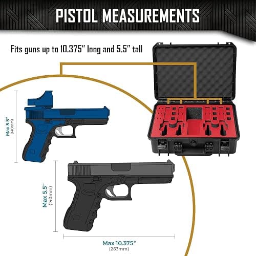 4 Pistol 12 Magazine Doro Gun Case with Custom MyCaseBuilder Foam Insert - Waterproof, Heavy Duty - Tactical Firearms, Ammunition, and Accessory Holder - 18 x 14 x 7 Inches thumbnail 8
