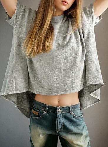 Dokotoo Summer Shirts 2025 Womens Solid T Shirts for Women Loose Oversized Tops Basic Tee thumbnail 3
