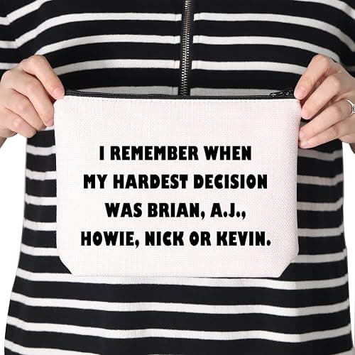 TSOTMO Classic Boy Band Fans Gift My Hardest Decision Was Brian A.J. Howie Nick Or Kevin Zipper Pouch Makeup Bag (NICK OR KEVIN) - Nick Or Kevin thumbnail 2