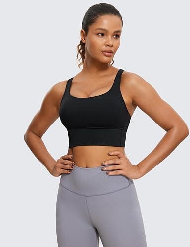 CRZ YOGA Naked Feeling Strappy Longline Sports Bras for Women - Medium Impact Criss Cross Yoga Padded Workout Crop Top thumbnail 2