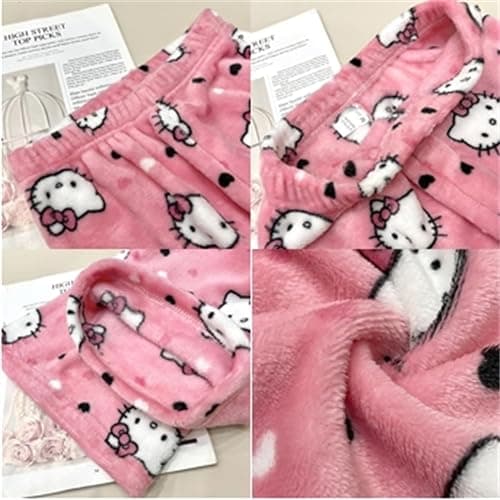 Womens Pyjama Pants - Flannel Pjs Bottoms for Women Long Cute Anime Cartoon Ultra Soft Comfort Fluffy Warm Pyjamas Y2K Kawaii Casual Home Lounge Trousers Pj Sleeping Pajamas Bottoms for Ladies Girls thumbnail 6