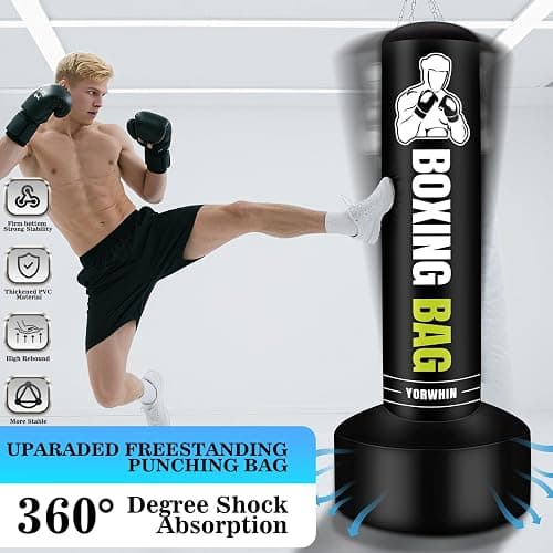 Heavy Freestanding Punching Bag for Adults, 70'' Standing Punching Bag Heavy Bag with Boxing Gloves, Women Men Boxing Training Equipment Kickboxing Bags for Beginners Training MMA Fitness Home Gym thumbnail 3