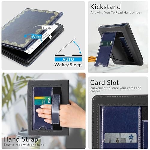 CoBak Stand Case for 7" Kindle Paperwhite 12th Gen 2024 and Kindle Colorsoft with Hand Strap - Compatible with iPhone MagSafe, for Samsung/Belkin/Anker Wireless Charging Pads, Durable, Auto Sleep Wake thumbnail 3