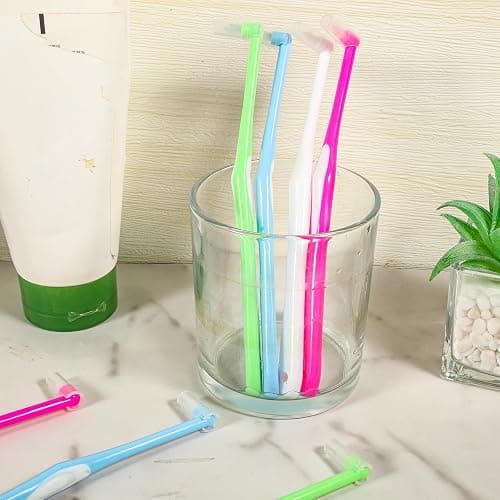 lanjue 8 Pieces End Tuft Toothbrush with Cover, Soft Interdental Brushes Tapered Brush Braces Toothbrush for Orthodontic Braces Detail Cleaning(Blue/Green/Rose Red/White) thumbnail 5