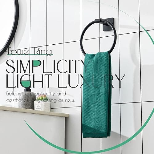 KOKOSIRI Towel Ring Matte Black Bath Towel Hanger Bathroom Hardware Hand Towels Holder Rack Wall Mounted Stainless Steel, B3010BK - Matte Black - 1 Pack thumbnail 7
