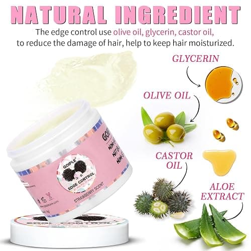 Edge Control Wax for Women Strong Hold - Edge Smoother Edge Wax Styling Gel Edge Control Wax for Black Hair - Rose & Castor Hair Oil for Hair Growth Strengthening Hair Oil Briad Bonnet Brush Set thumbnail 3