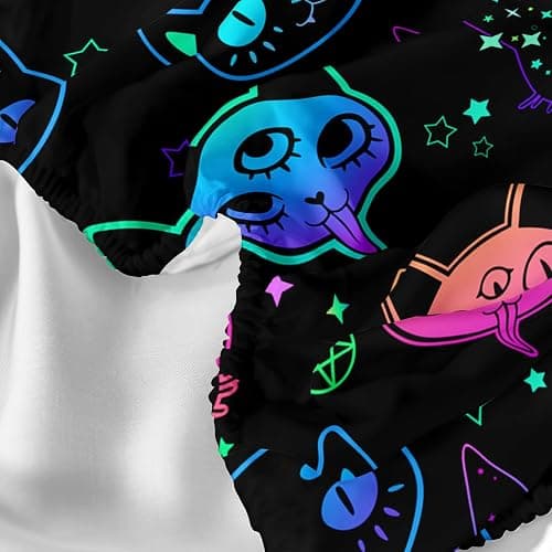 Axolotl Neon Cats Twin Cute Gradient Cat Bed Sheets, Flat & Fitted Sheet 2 Pillow Cases, Black thumbnail 7