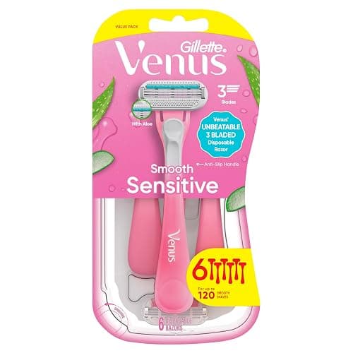 Gillette Venus Sensitive Disposable Razors for Women with Sensitive Skin, 6 Count, Delivers Close Shave with Comfort thumbnail 8