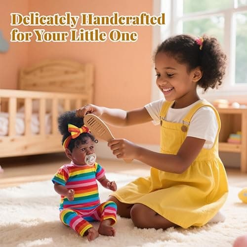 JIZHI Reborn Baby Dolls Black - Lifelike Soft Body African American Realistic-Newborn Girl Doll 20 Inch Best Birthday Gift Set and Toy Accessories Gift for Kids Age 3 - Macie thumbnail 3