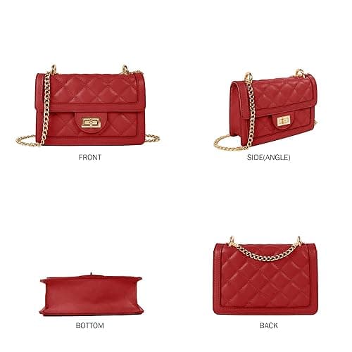 SG SUGU Small Quilted Crossbody Bag, Trendy Designer Mini Shoulder Bag, Phone Wallet Purse for Women - Red thumbnail 2