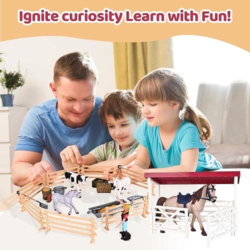 Peagprav Horse Club Riding Arena 71-Piece, Horse Stable Toys Playset, Farmmer Figures,Farm Animal Figurine, Coffee Shop, Barn with Fence Toys for 3-7 Years Old Kids Boys Girls Toddlers thumbnail 5