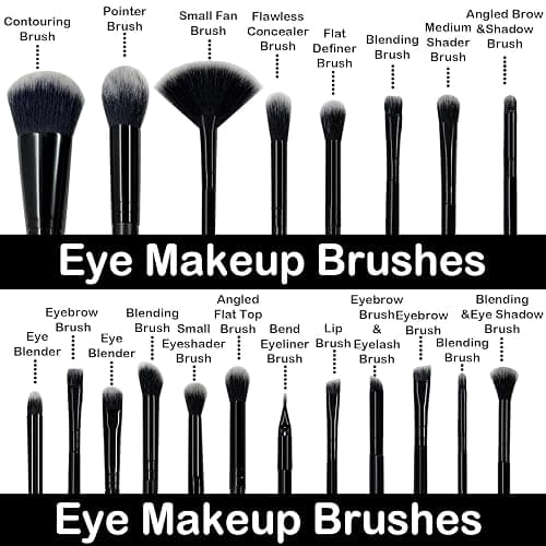 GZIXBDA Makeup Brush Set, 48Pcs Makeup Tool Set Premium Synthetic Foundation Concealers Powder Eye Shadows Makeup Brushes Kit for for Beginner Professional, Black thumbnail 2