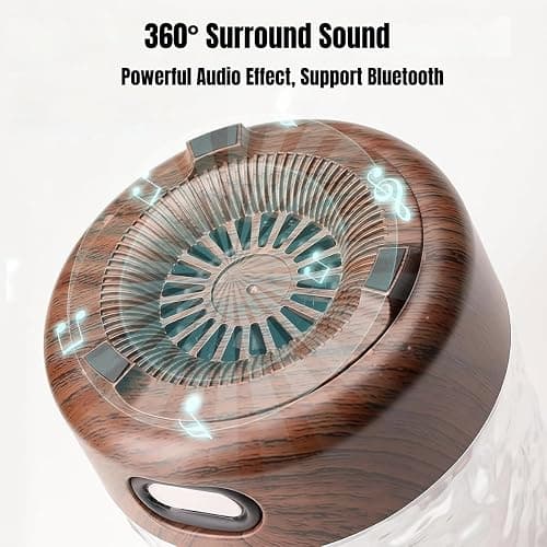 Lunie Lamp Ocean Wave Lamp, Ocean Wave Projector Light with Bluetooth Speaker 16 Colors Mushroom Light with Remote Control for Bedroom Living Room Decor Party Gift (Walnut Color) thumbnail 4