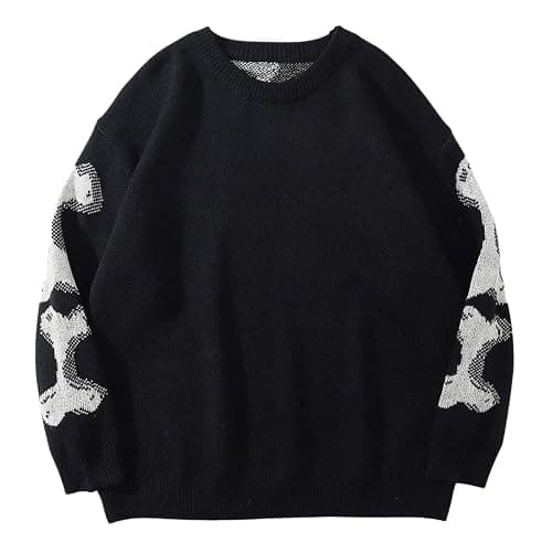 Aelfric Eden Skeleton Sweater Crew Neck Vintage Oversized Long Sleeve Y2k Pullover Skull Halloween Sweater thumbnail 6