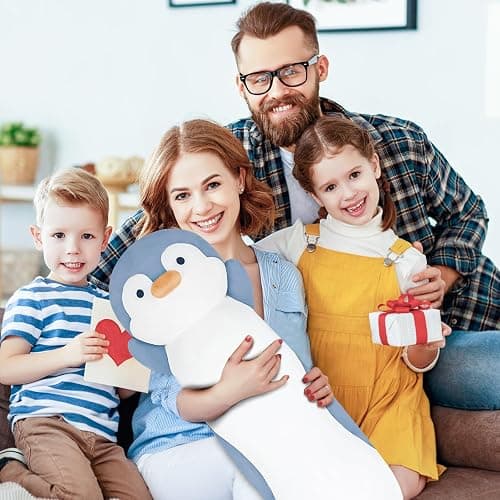 Dalmao 36" Penguin Stuffed Animal, Soft Jumbo Long Cuddle Pillow, Cute Blue Penguin Plush Body Pillow Plushies Toy Gift for Kids, Boy and Girls Birthday, Easter thumbnail 8