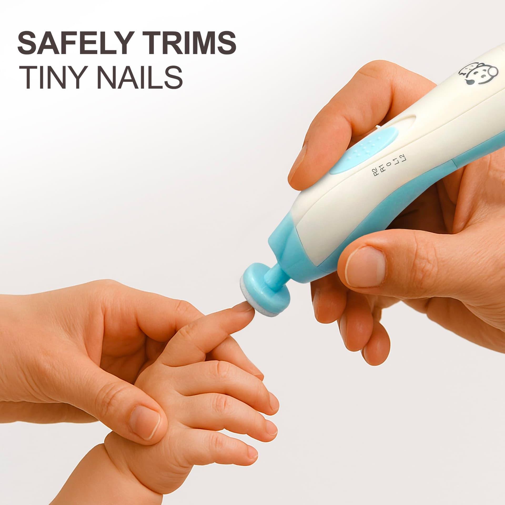 Royal Angels Upgraded 6 in 1 Baby Nail Trimmer with Labeled Case, 4 Colored Pads for Newborns to Toddlers, Whisper Quiet Electric Nail File with LED Light, Safe Manicure Set for Families (Babyblue) thumbnail 2