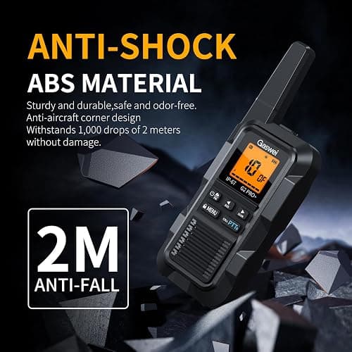 Gaswei G2pro+ IP67 Waterproof Floating Walkie Talkies with Headset, FRS Heavy Duty Walkie Talkie Long Range with Double PTT,FM Radio,VOX,SOS,NOAA Weather, Two Way Radio（2PACK-Black） thumbnail 3