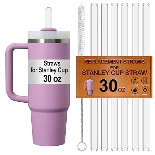 6-Pack Replacement Straws for Stanley 30 OZ Cup, Straw for Stanley Quencher 30OZ Tumbler, Reusable,Dishwasher Safe,Food Safe,BPA Free,Made of Tritan,Clear - Image 1