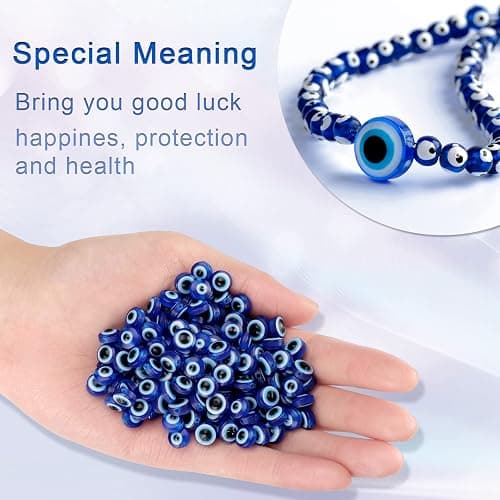 400Pcs Blue Evil Eye Beads for Jewelry Making 8mm Evil Eye Charms for Bracelet Making Handmade Resin Turkish Evil Eye Spacer Beads Charms Round Bead for Bracelets Necklace Earrings DIY Crafts thumbnail 6
