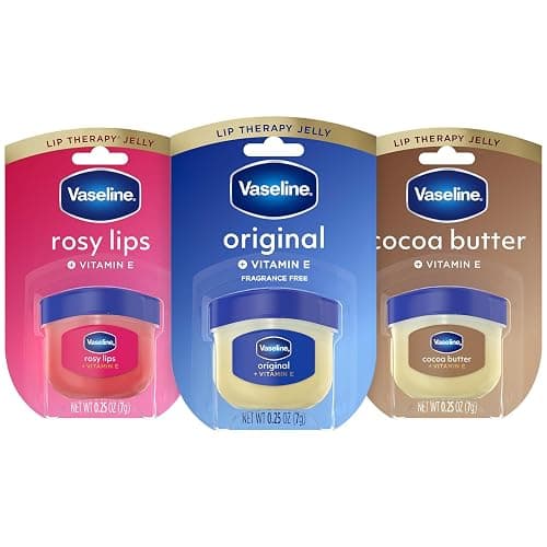 Vaseline Lip Therapy Variety 3-Pack – Original, Rosy Lips, Cocoa Butter Lip Balm Moisturizers in Mini Jars, 0.25 Oz Ea - Image 1