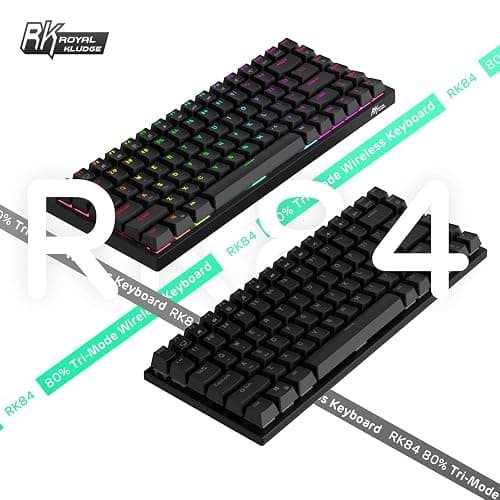 RK ROYAL KLUDGE RK84 Wireless RGB 75% Triple Mode BT5.0/2.4G/USB-C Hot Swappable Mechanical Keyboard, 84 Keys Wireless Gaming Keyboard w/High-Capacity Battery, Quiet Red Switch thumbnail 8