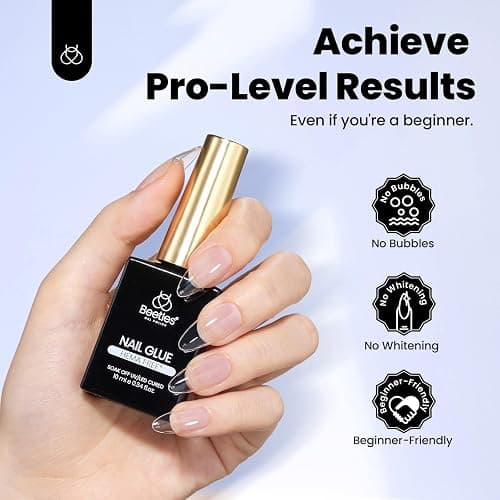 Beetles HEMA-Free Nail Glue Gel - 10ml TPO Free Super Strong Brush U V Nail Glue for Acrylic and Clear Press On Nails, Long Lasting Extension Gel Curing Needed thumbnail 6