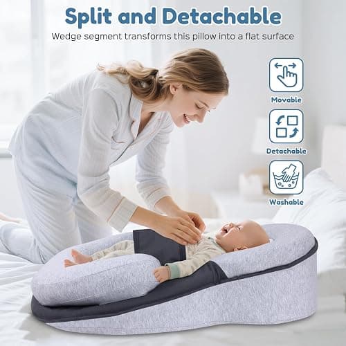 Baby Feeding Support Wedge Pillow, Infant Nursing Cushion with Gentle Incline for Bottle Feeding and Tummy Time, Portable Lounger Support thumbnail 3