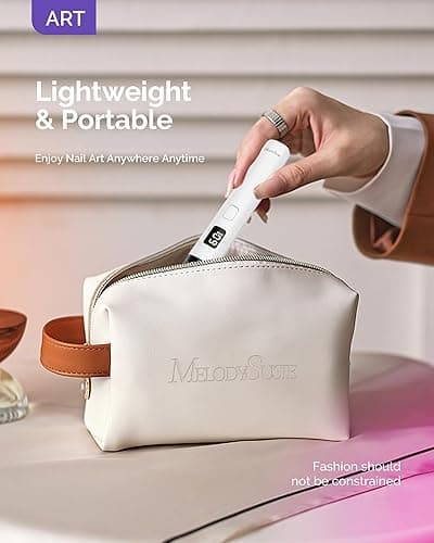 Melodysusie Handheld UV Light for Gel Nails, ART01R Cordless Gel X Nail Lamp Rechargeable with LCD Display, Eye-Protective Cover Flash Cure Nail Dryer for Rhinestone Glue Decoration DIY at Home White thumbnail 6