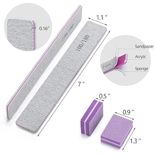 25 Pcs Nail Files for Acrylic Nails and 50 Pcs Mini Buffer Block File, 100/180 Grit Nail Buffer Double Sides Emery Boards Fingernail Files thumbnail 2