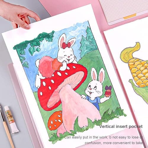 DZOZO A3 Diamond Painting Storage & Display Book with 30 Clear Pockets A3 Diamond Painting Folder for Storage Diamond Painting Pictures - Pink - 42cm x 32cm x 1.8cm(30 pages) thumbnail 5