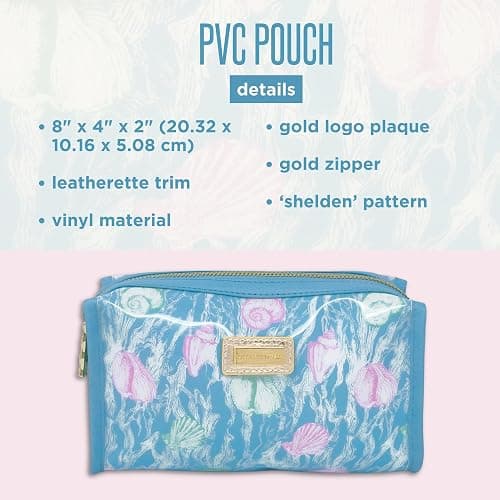 Lilly Pulitzer Vinyl Pouch, Shelden | Cute, Semi-Clear, Water Resistant, Zipper Bag Pencil Case for Stationery, Small Toiletries, and Makeup thumbnail 5