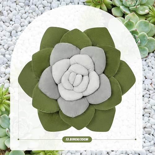 OtGalk Flower Throw Pillow - 17.8" Plant Shaped Cushion, Soft Plush Decorative Pillow for Bedroom & Living Room, Unique Green Design, Home Decor Accen thumbnail 2