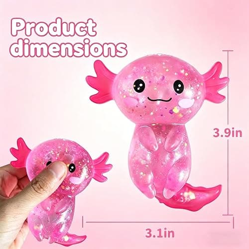 Axolotl Squishy Stress Relief Ball, Glitter Axolotls Squishies Toy, Squishies Squeeze Sensory Axolotl Toys, Cute Malt Sugar Axolotl Toy Fidget Toys Adults Fidget Toy for Kids Youth Adult thumbnail 2