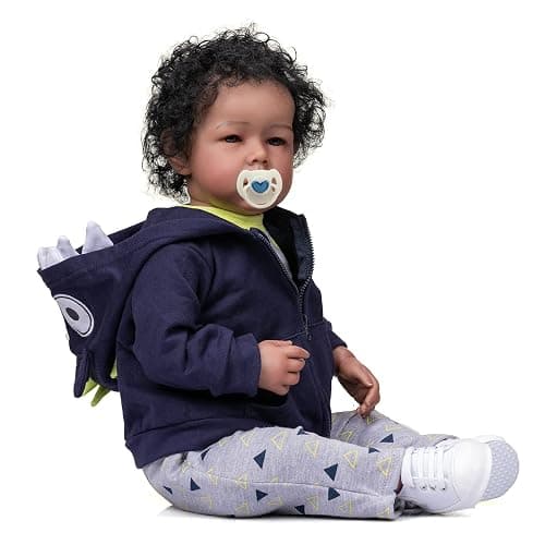 iCradle Reborn Baby Dolls Boy Black Biracial African American Realistic Newborn Baby Dolls Lifelike Ethnic Silicone Reborn Toddler Doll Toy Accessories Gift for Collection & Kids Age 3+ thumbnail 4