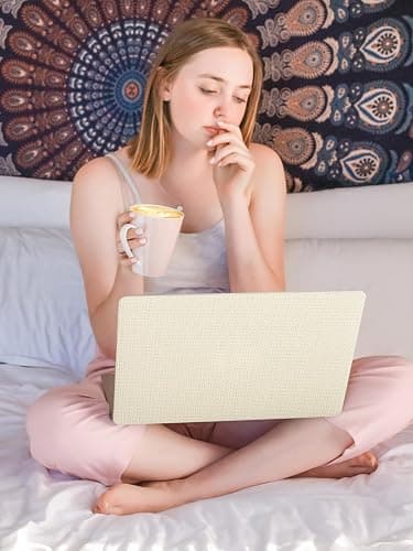 Seorsok Compatible with MacBook Air 13 Inch Case2022 2021 2020 2019 2018 Release A1932 A2179 M1 A2337 Touch ID,Woven Fabric Textured Elegant Leather Plastic Hard Shell Case with Keyboard Cover,Beige thumbnail 6